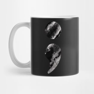 Semicolon Black White Marble Mug